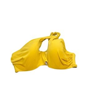 SHADE & SHORE‎ Yellow Halter Bra Bikini Top Size 34D Twist Neck